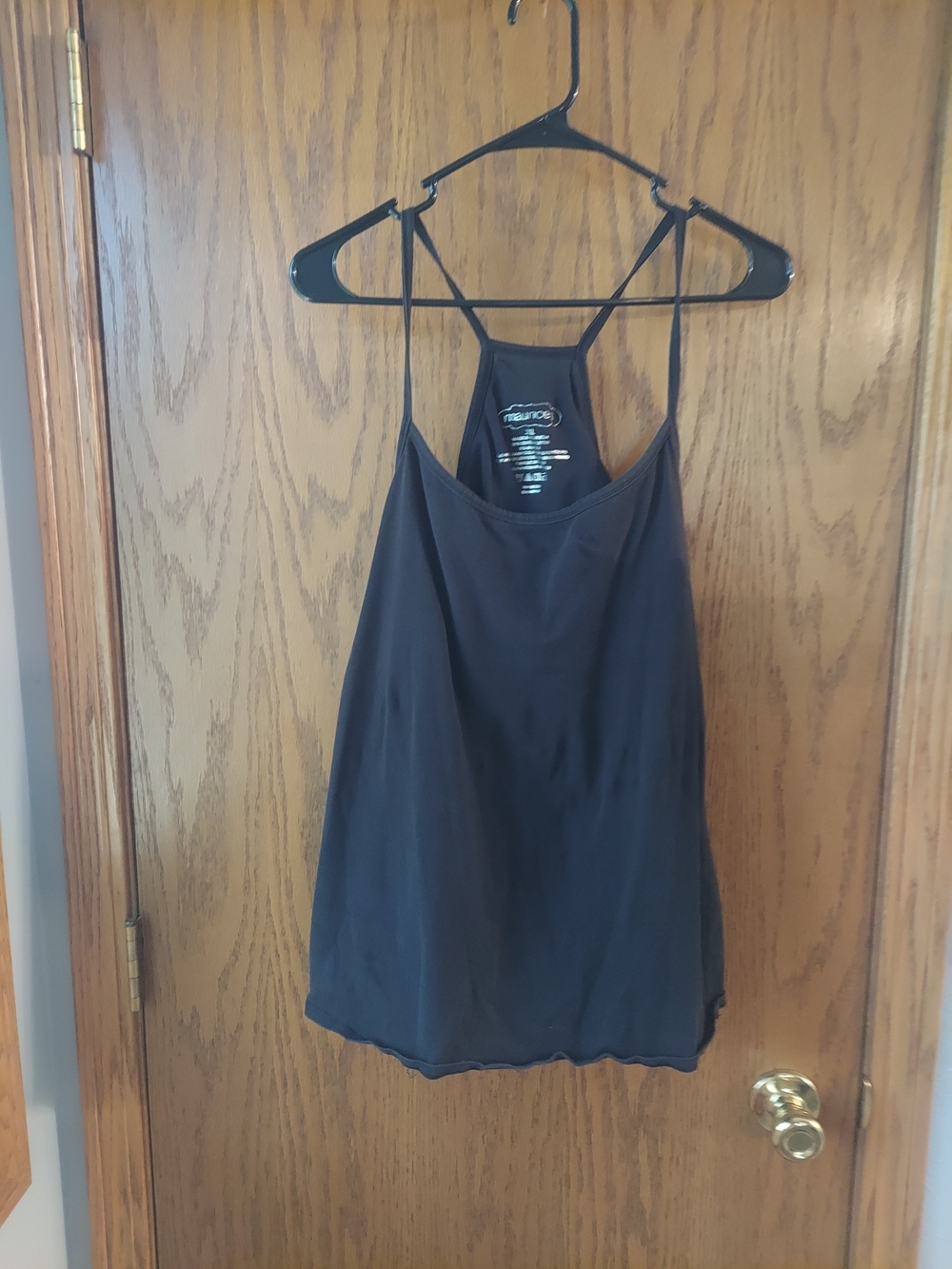 Maurices Black High Neck Built-In Shelf Bra Tank Top - XXL